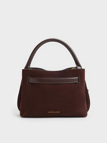 Victoria Belted Top Handle Bag, Espresso Brown, hi-res