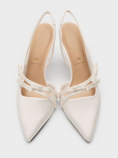 Jessy Bow Slingback Pumps, White, hi-res