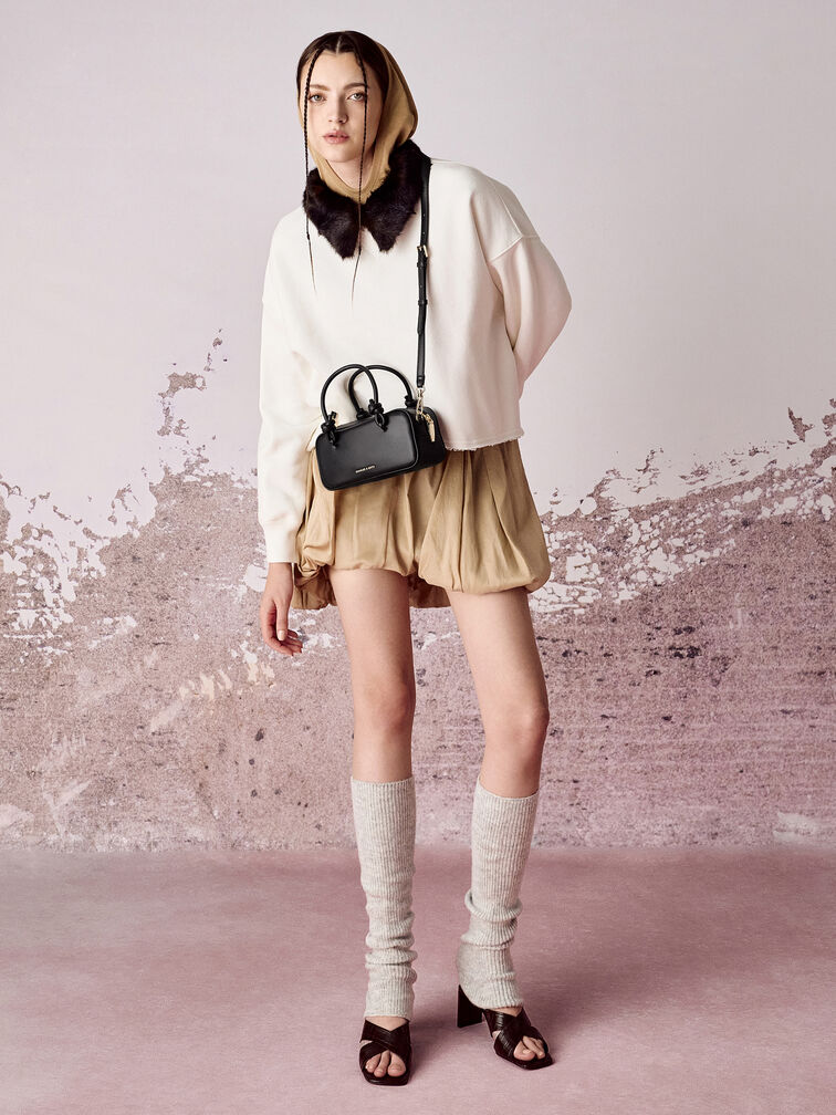 Sammie Knotted-Handle Boxy Bag, Black, hi-res