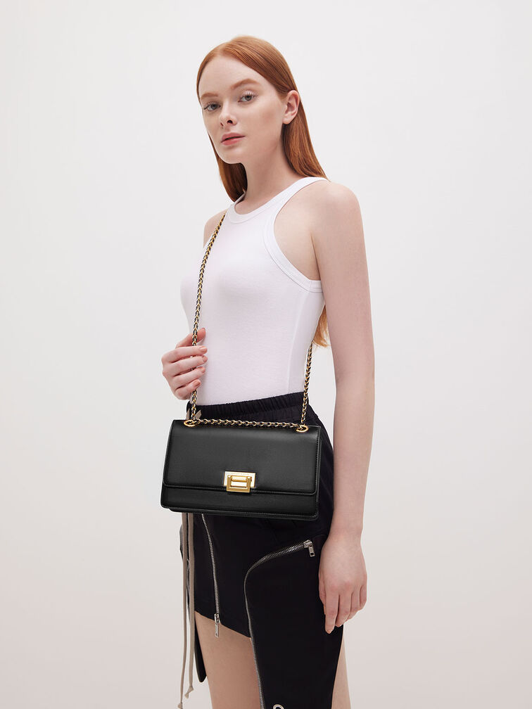 Everline Braided-Strap Shoulder Bag, Black, hi-res
