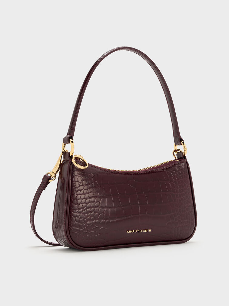 حقيبة إيفرلي بولينغ, أحمر ماروني بنقشة تمساح, hi-res