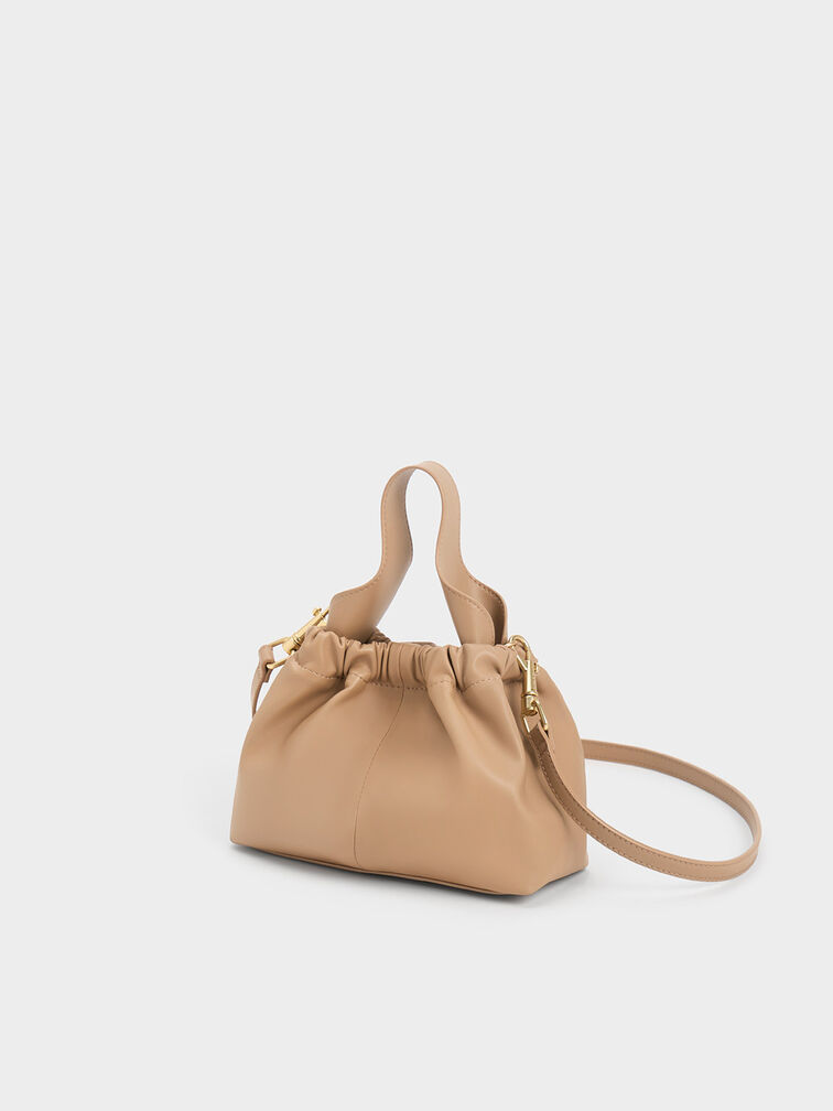 Ally Ruched Chain-Handle Bag, Sand, hi-res