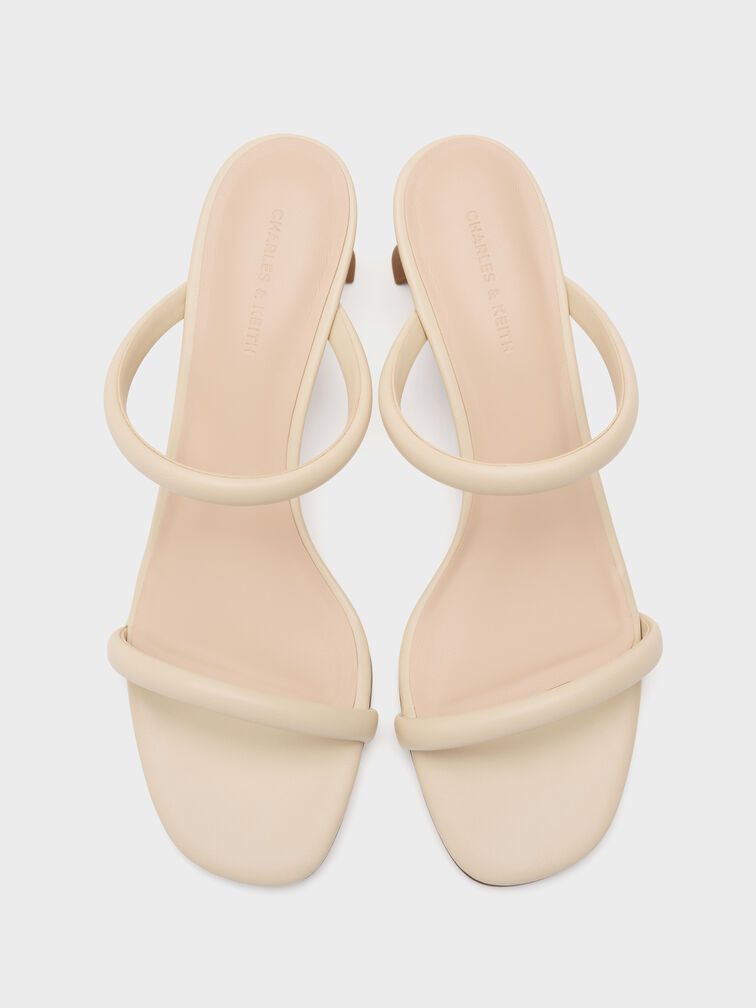 Double-Strap Slant-Heel Mules, Beige, hi-res