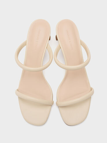 Double-Strap Slant-Heel Mules, Beige, hi-res