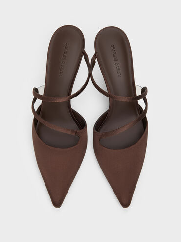 حذاء ميول ساتان أردن بمقدمة مدببة وكعب متموج, بني محبّب غامق, hi-res