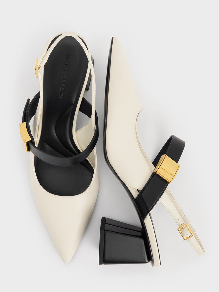Yvette Mary Jane Slingback Pumps, Chalk, hi-res