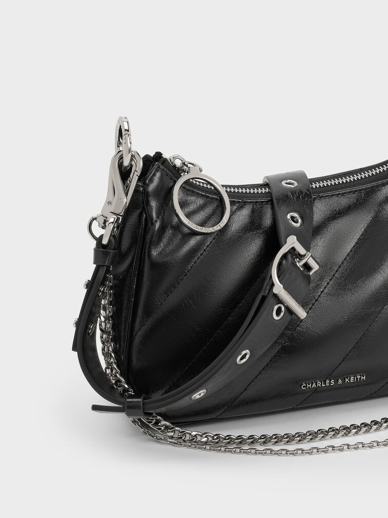 Philomena Double-Chain Crossbody Bag, Noir, hi-res