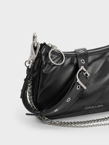 Philomena Double-Chain Crossbody Bag, Noir, hi-res