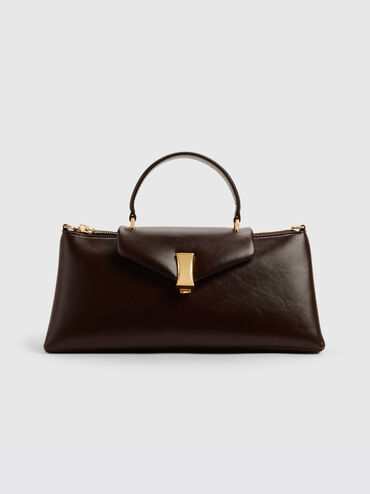 Lilibet Elongated Top Handle Bag, Espresso Brown, hi-res