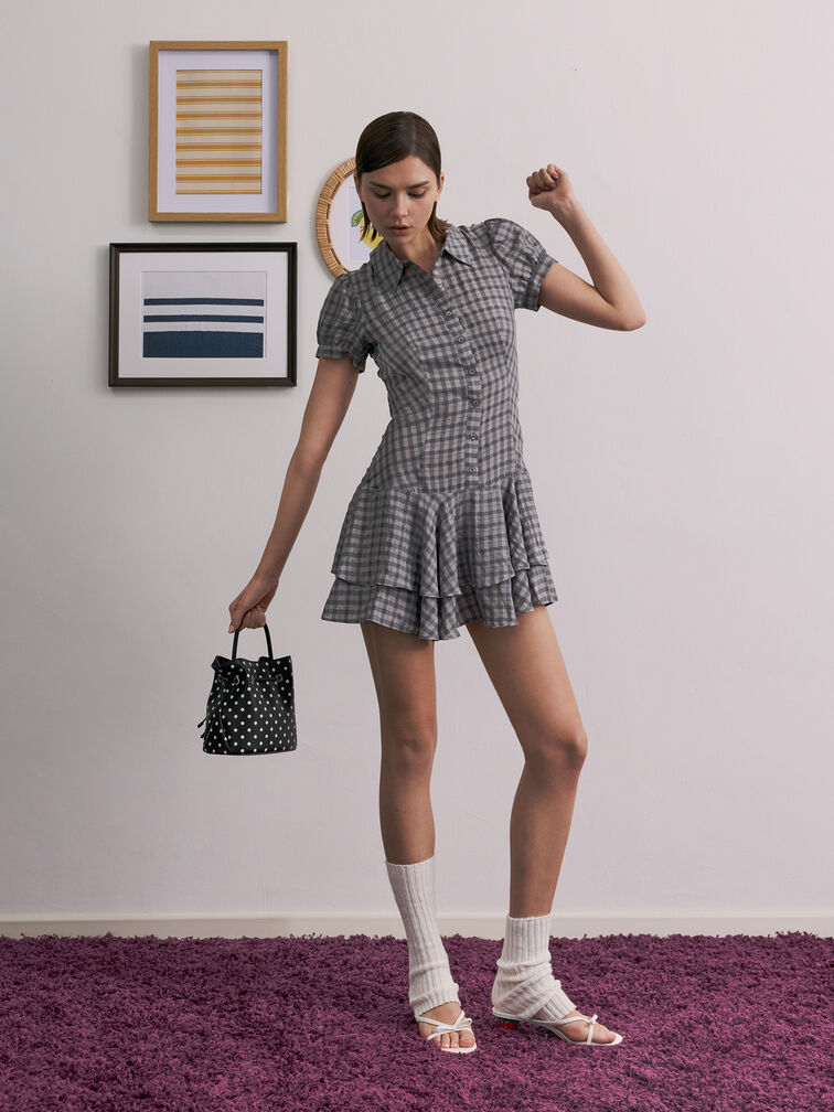 حقيبة باكيت هازل بفيونكة ونقشة منقطة, أسود كلاسيكي, hi-res