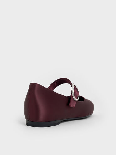 حذاء ماري جين جاني ساتان بإبزيم كريستالي, برغندي, hi-res