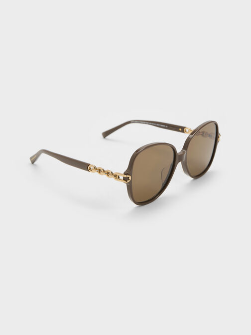 Delaney Chain-Link Butterfly Sunglasses, Chestnut Brown, hi-res