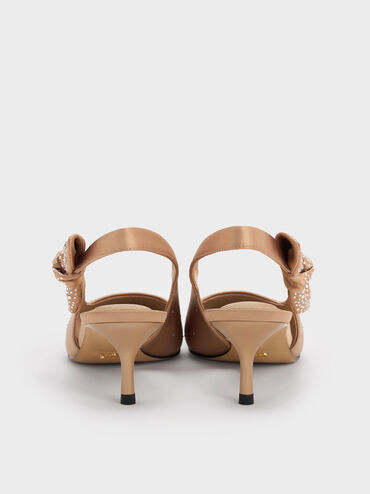 حذاء جايس مفتوح من الخلف مطعم بالكريستال بكعب قصير (كيتنز), لون البشرة الطبيعي, hi-res