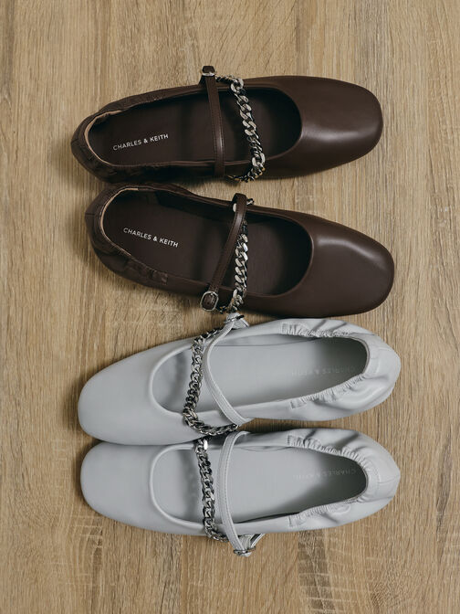 Georgie Chain Mary Jane Flats, Light Grey, hi-res