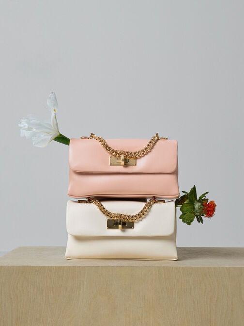 محفظة "كيري" بسلسلة, كريمي, hi-res