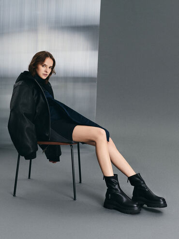 بوت قصير تشانكي بسحاب, أسود, hi-res