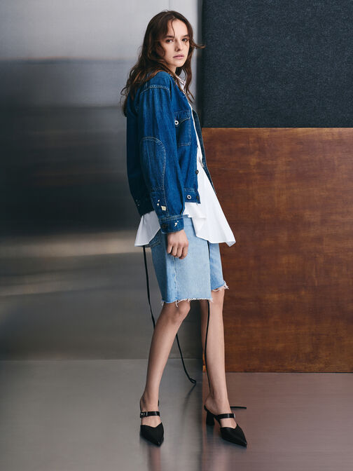 حذاء لاندو بكعب ومقدمة مدببة ومشبك, أسود, hi-res