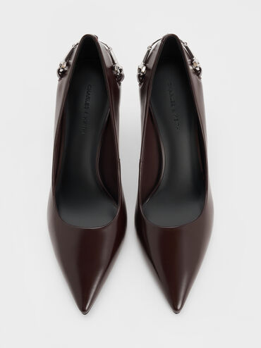 Erinna Metallic-Accent Pointed Pumps, Burgundy, hi-res