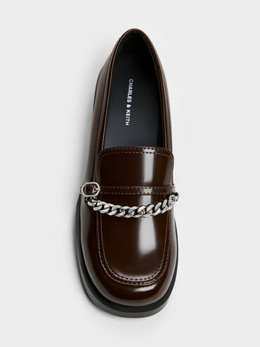 Georgie Chain Loafers, Dark Brown, hi-res