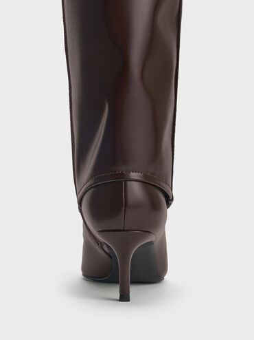 بوت برقبة عالية بكعب ستيليتو ومقدمة مدببة, برغندي, hi-res