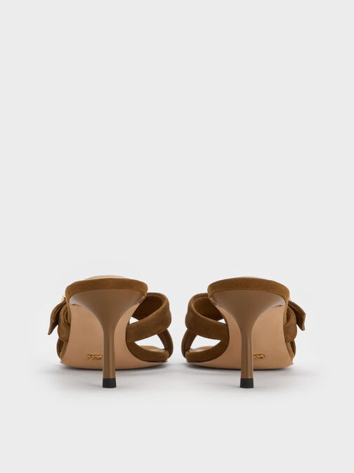 Cody Suede Crossover Heeled Mules, Brown, hi-res