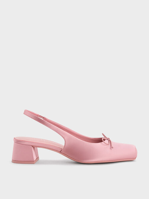 Sadira Satin Slingback Pumps, Pink, hi-res