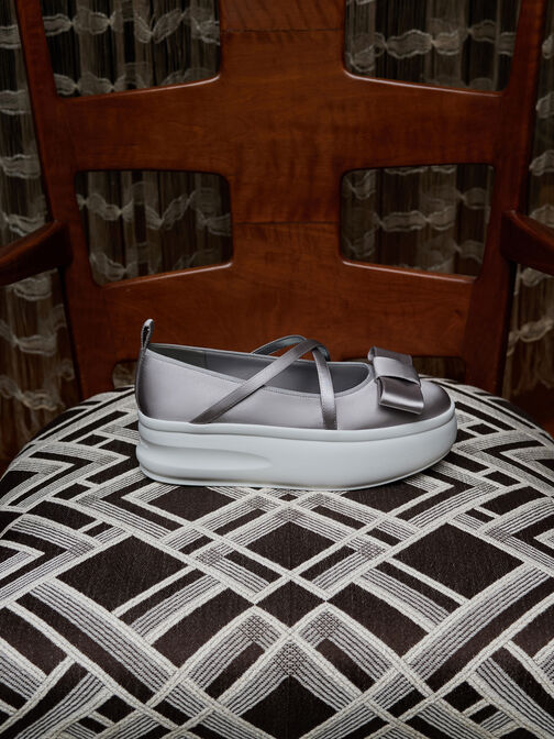 Brantley Bow Platform Mary Janes, Grey, hi-res