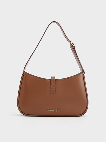 Cesia Metallic-Accent Shoulder Bag, Chocolate, hi-res