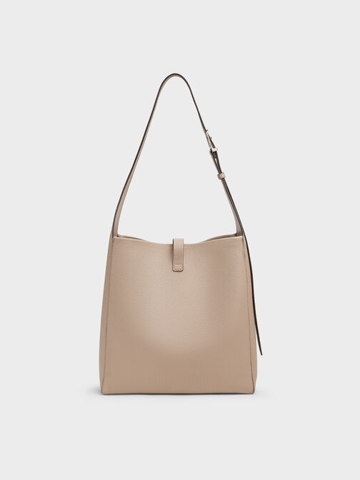 Beryl Belted Hobo Bag, Taupe, hi-res