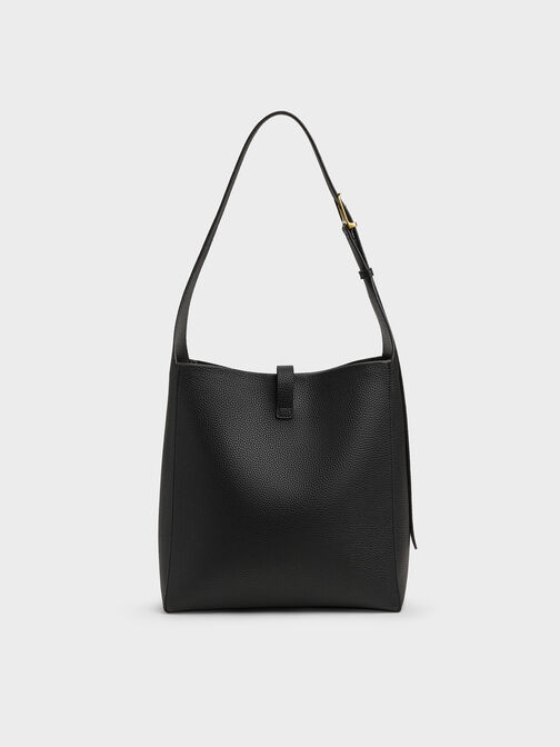 Beryl Belted Hobo Bag, Black, hi-res