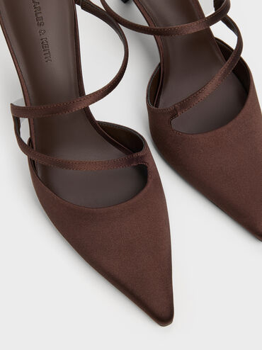 حذاء ميول ساتان أردن بمقدمة مدببة وكعب متموج, بني محبّب غامق, hi-res