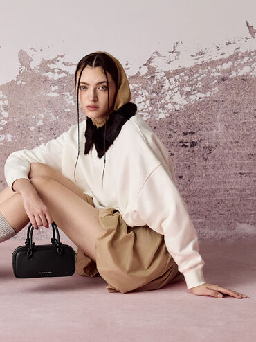 Sammie Knotted-Handle Boxy Bag, Black, hi-res