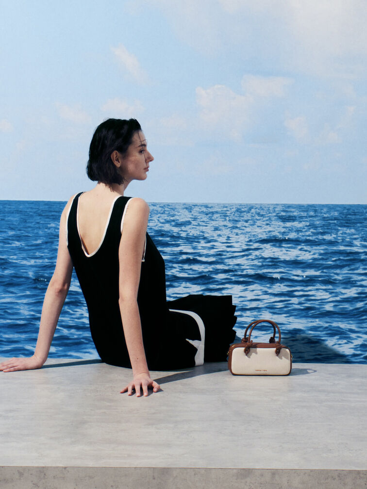 Sammie Canvas Knotted-Handle Boxy Bag, Taupe Canvas, hi-res