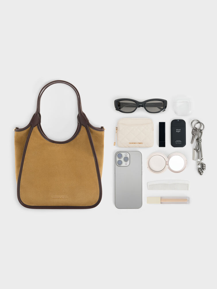 Mini Sianna Contrast-Trim Tote Bag, Sahara Sand, hi-res