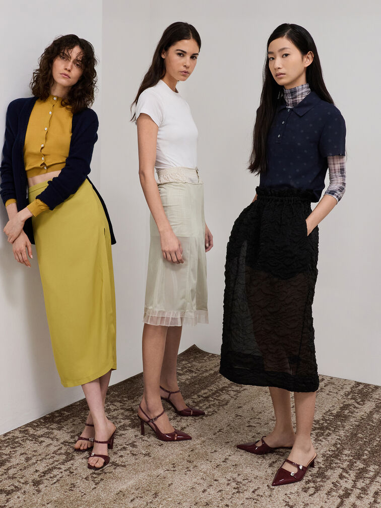 Patent Leather Cut-Out Pointed-Toe Blade-Heel Pumps, Burgundy, hi-res