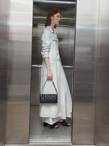 Ivette Woven Heeled Mules, Black, hi-res