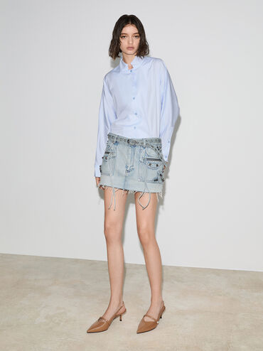 Helena Patent Pearl Slingback Kitten Heels, Caramel, hi-res