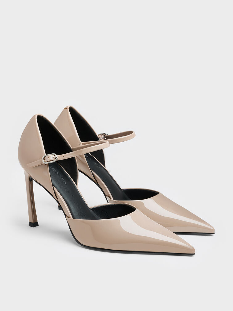 Patent Pointed D'Orsay Stiletto Pumps, Taupe, hi-res