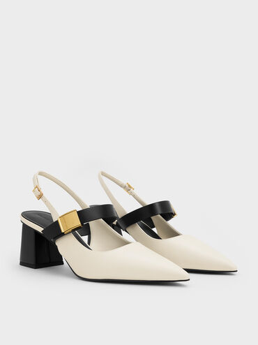 Yvette Mary Jane Slingback Pumps, Chalk, hi-res