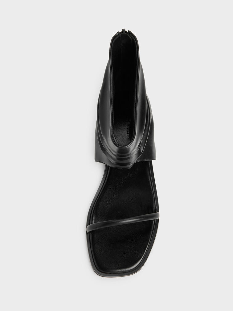 Joplin Ruched Boot Sandals, Black, hi-res