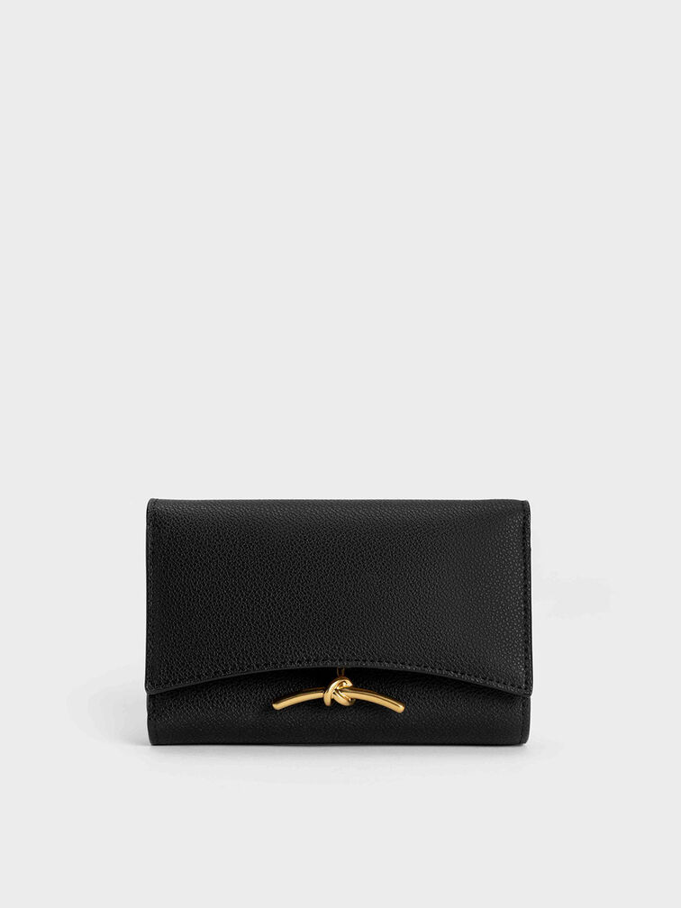 Huxley Metallic-Knot Wallet, Black, hi-res