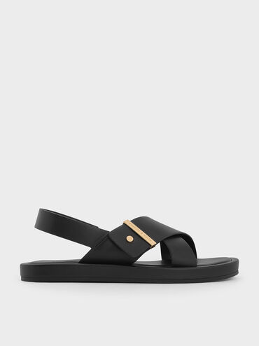 Audra Crossover Slingback Sandals, Black, hi-res