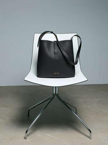 Beryl Belted Hobo Bag, Black, hi-res