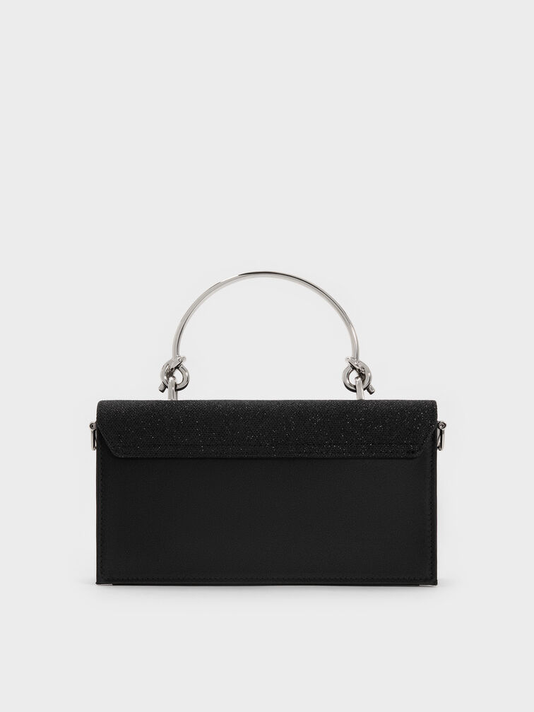 Kristine Glittered Wallet On Chain, Noir, hi-res