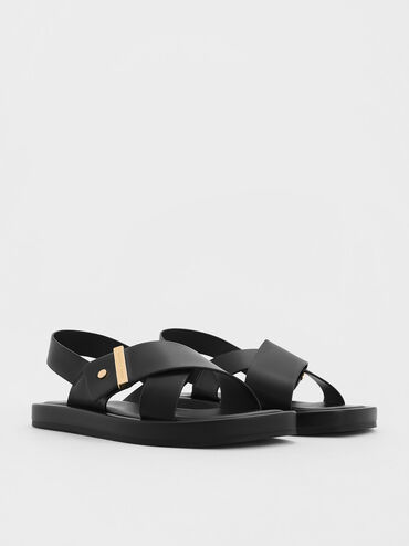Audra Crossover Slingback Sandals, Black, hi-res