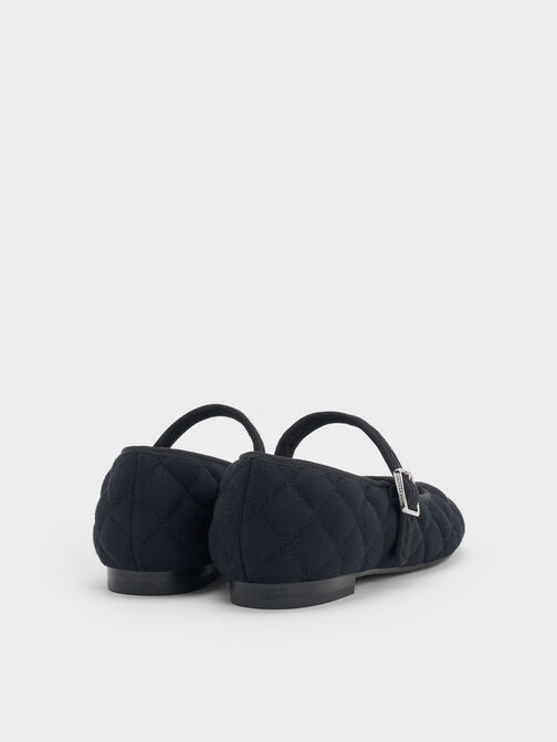 Carmel Felt Quilted Mary Jane Flats, Dark Blue, hi-res