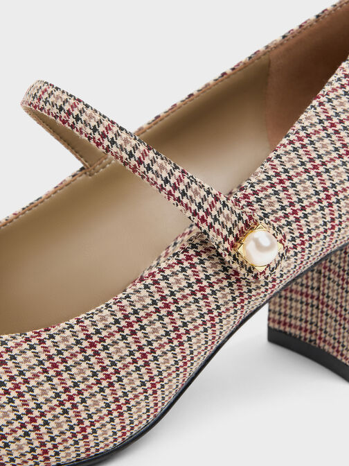 Marie Checkered Pearl Mary Jane Pumps, Multi, hi-res