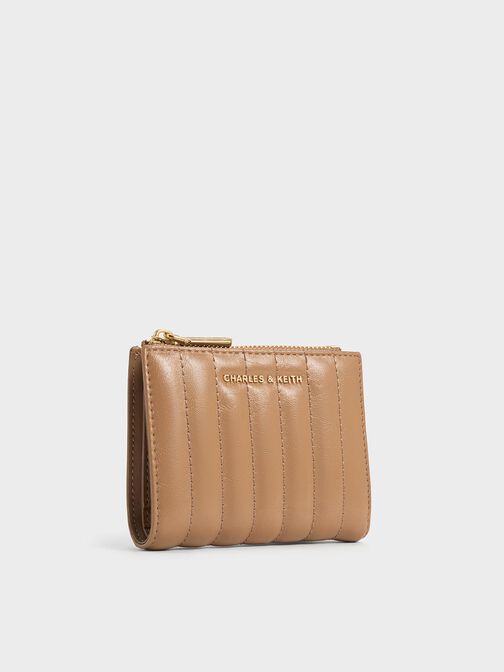 Donna Panelled Top-Zip Wallet, Tan, hi-res