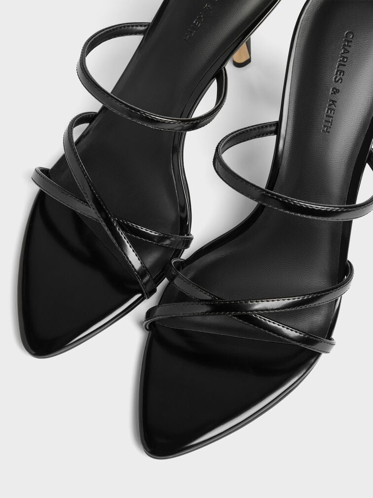 Taylen Strappy Heeled Mules, Black Boxed, hi-res