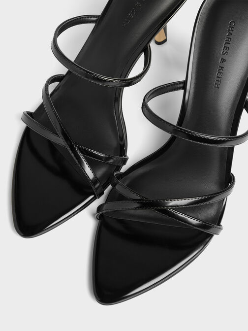 Taylen Strappy Heeled Mules, Black Boxed, hi-res